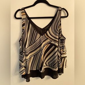 Lane Bryant Black/grey/cream/gold sleeveless swing tank